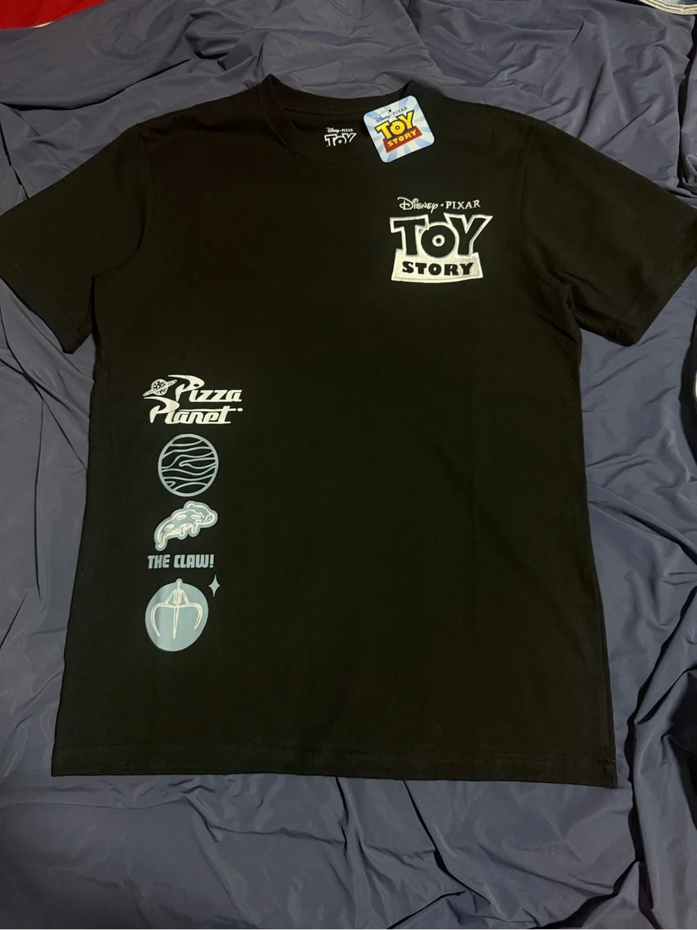 Disney Toy Story Black T-Shirt with Light Blue Graphics 👕🍕 - Picture 3 of 3